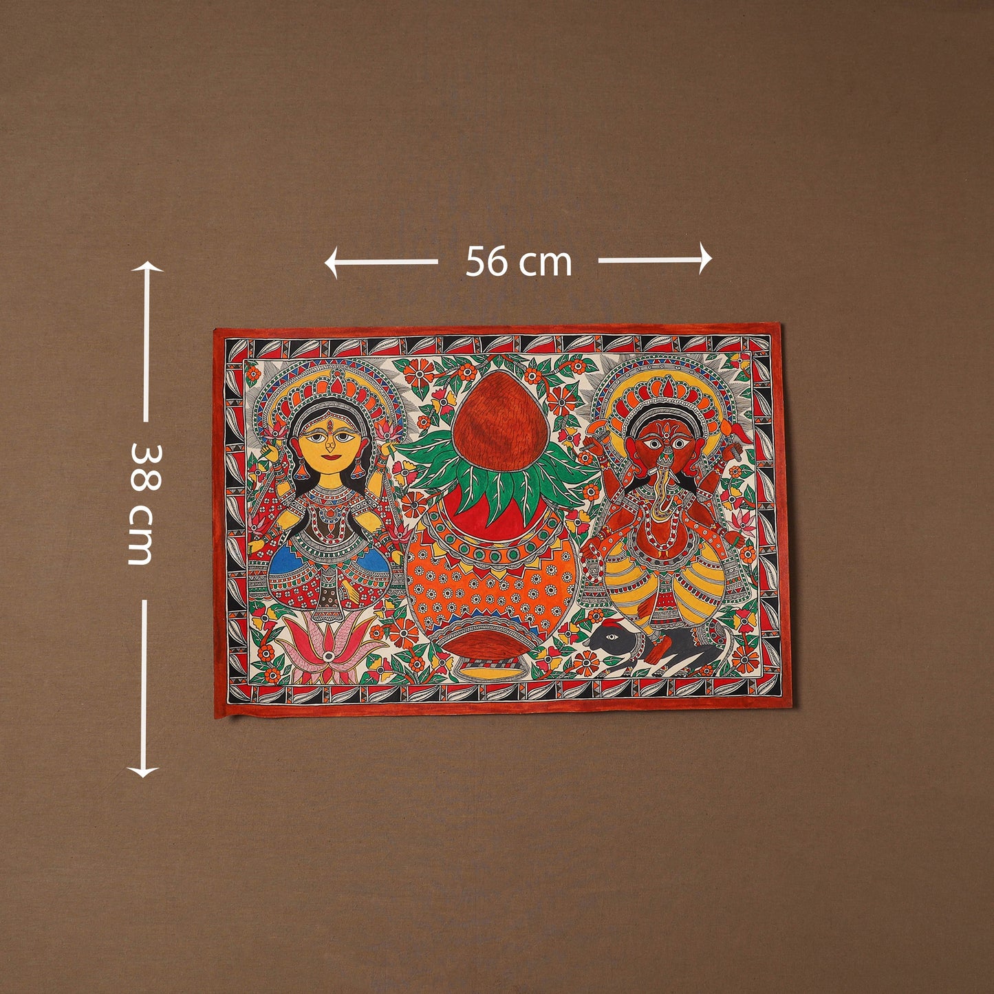 Handpainted madhubani painting by hira devi (15 x 22 in) 26