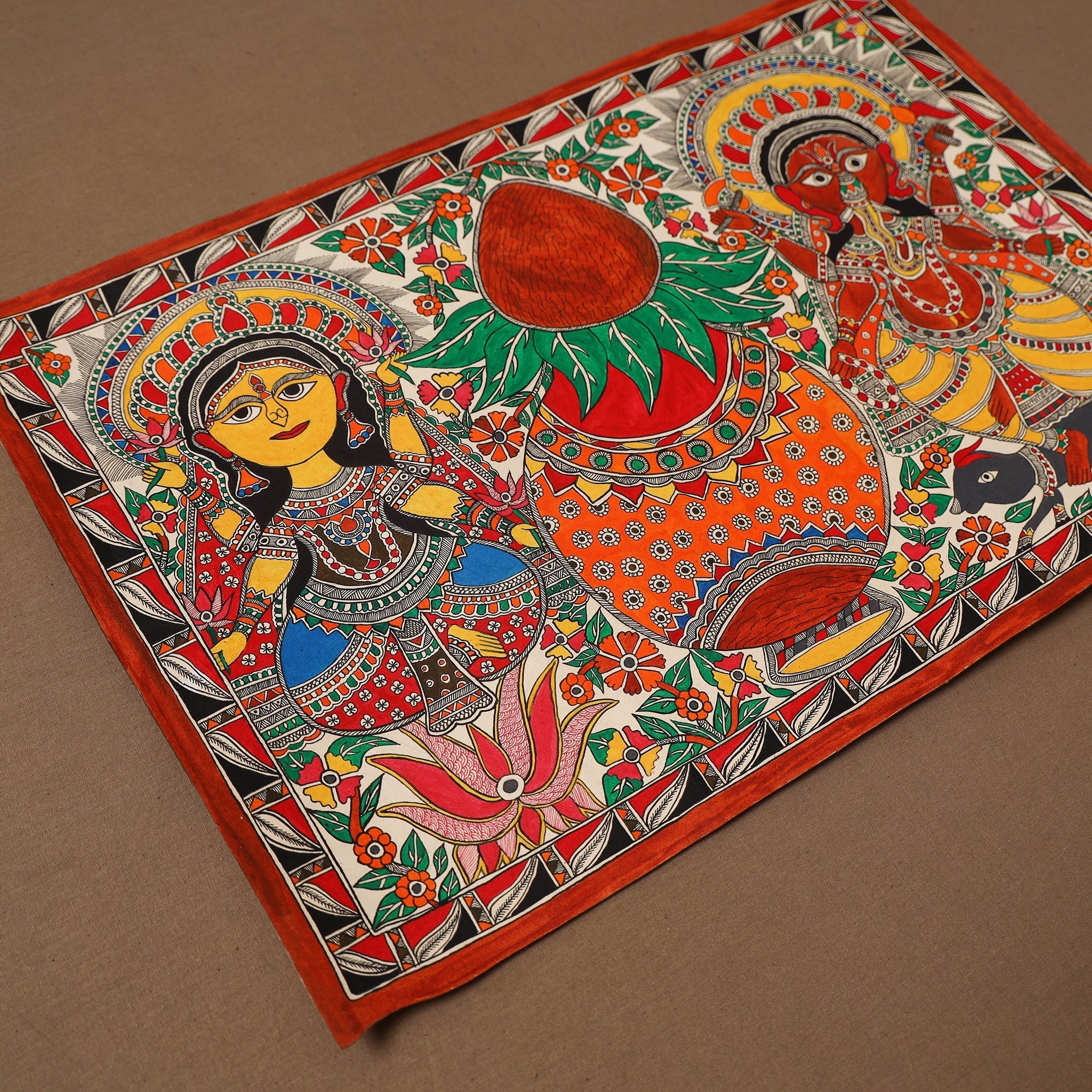 Handpainted madhubani painting by hira devi (15 x 22 in) 26