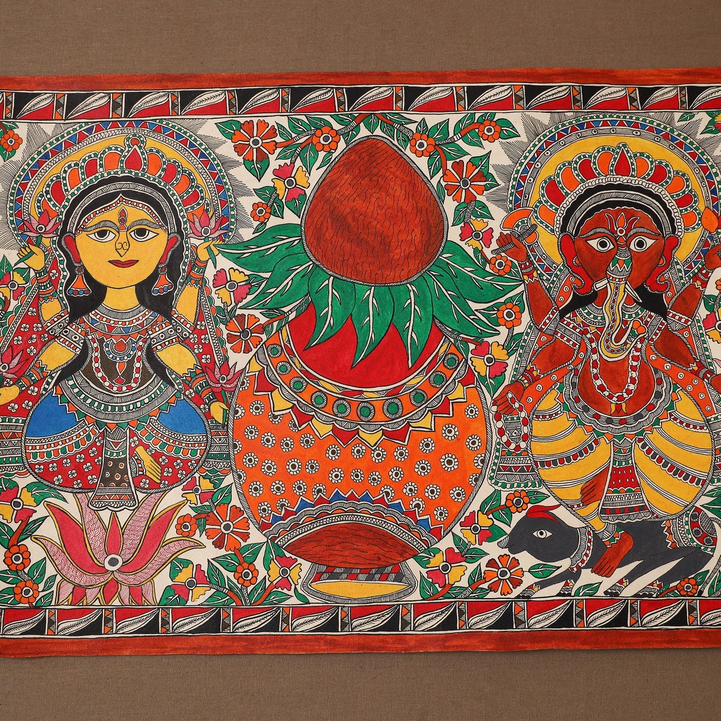 Handpainted madhubani painting by hira devi (15 x 22 in) 26