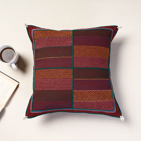 Multicolor Lambani Mirror Work Embroidery Cotton Cushion Cover