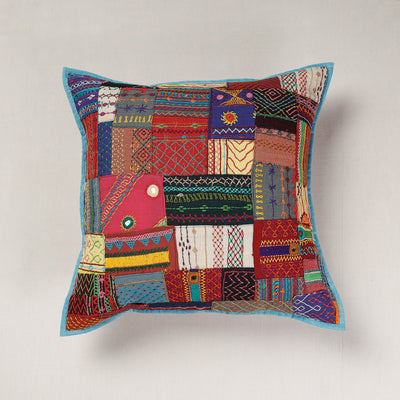 Buy Lambani Mirror Work Patchwork Cotton Cushion Cover (16 x 16 in) Online at iTokri.com