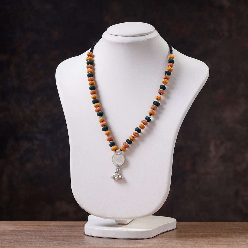  Lambani Thread & Bead Work Coin Pendant Necklace 