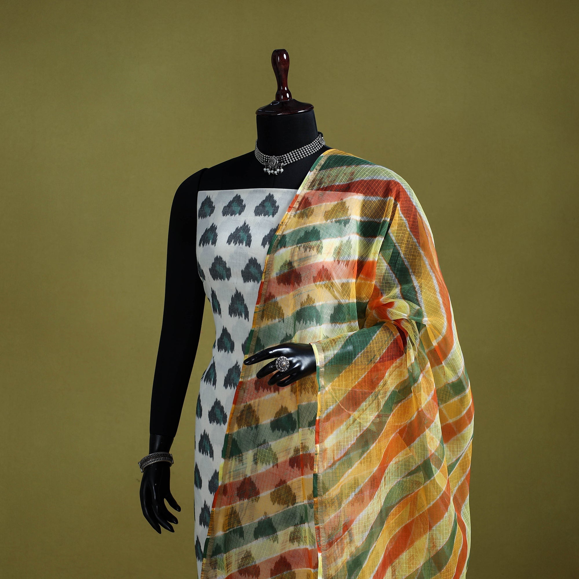 Multicolor - tie-dye kota doria cotton leheriya dupatta 13