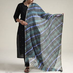 Leheriya Tie-Dye Kota Doria Silk Dupatta with Tassels
