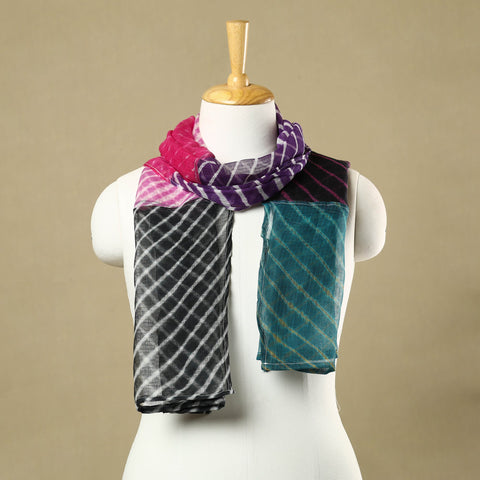 Multicolor leheriya tie-dye patchwork kota doria cotton