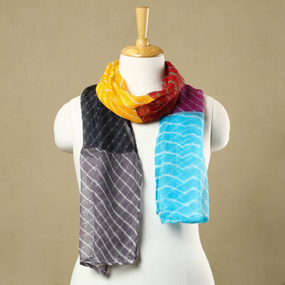   Leheriya Tie-Dye Patchwork Multicolor Kota Doria Cotton Stole 20 Online at iTokri.com