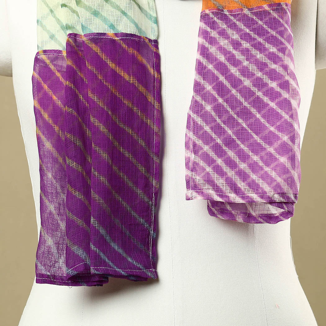 Multicolor leheriya tie-dye patchwork kota doria cotton