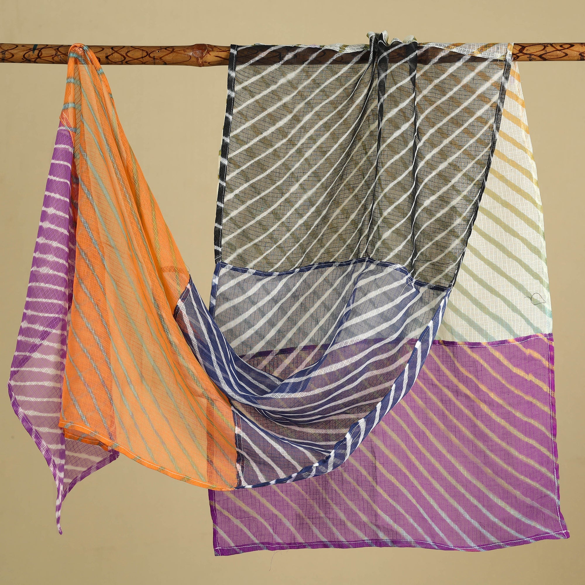 Multicolor leheriya tie-dye patchwork kota doria cotton