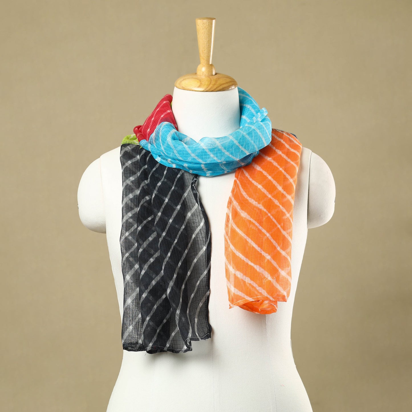 Multicolor leheriya tie-dye patchwork kota doria cotton