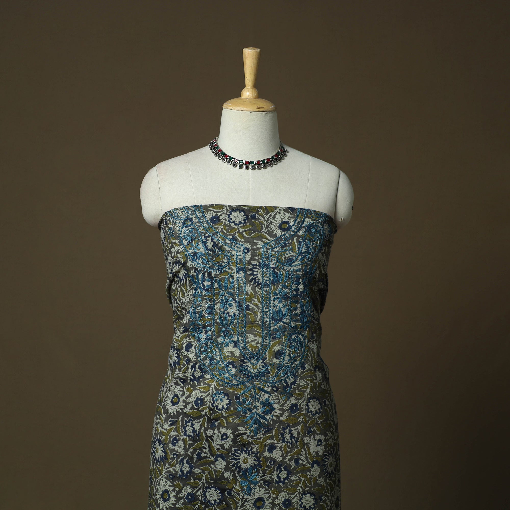Lucknowi chikankari hand work kalamkari unstitched kurta
