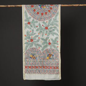  Madhubani Handpainted Chanderi Silk Handloom Stole 