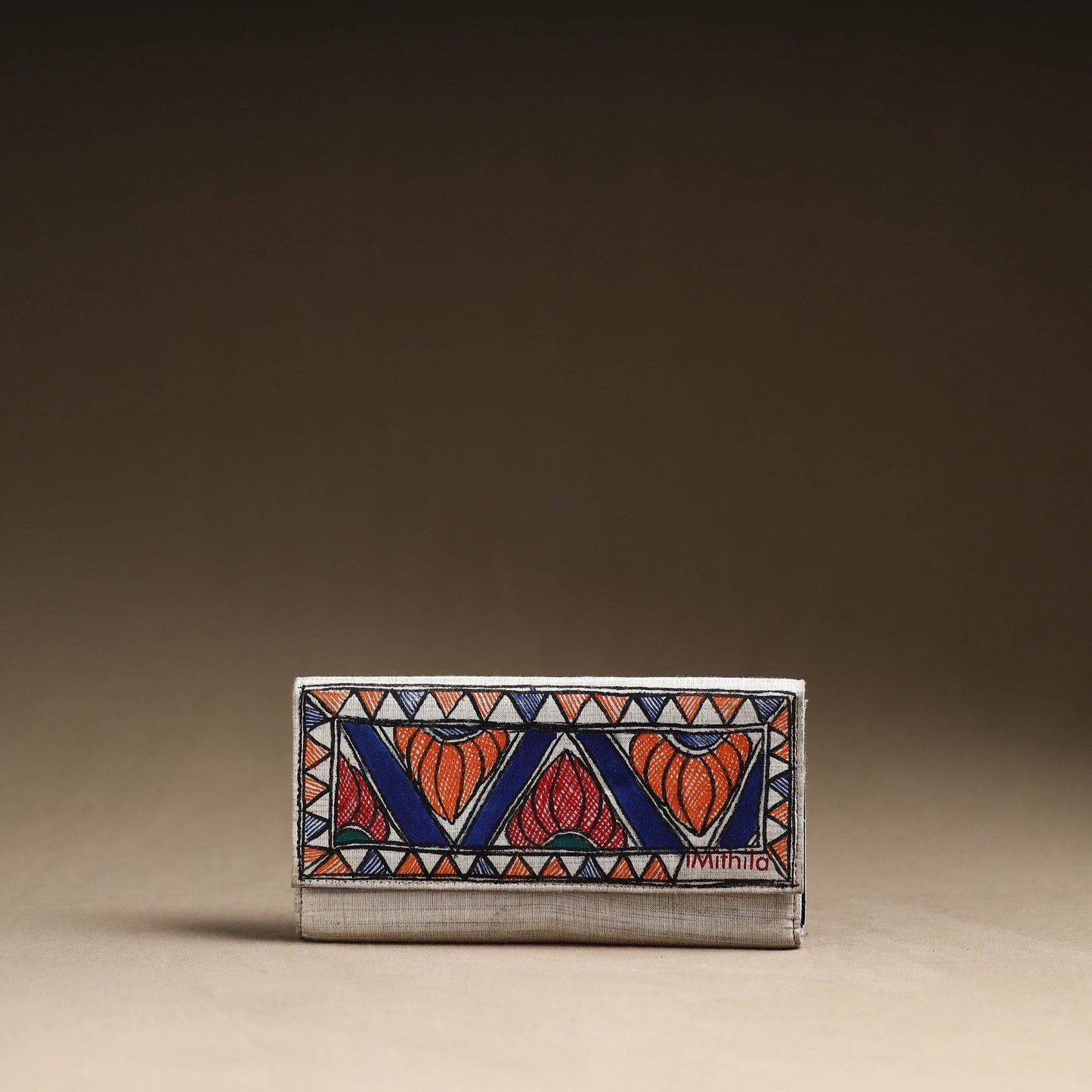 Multicolor Jute Cotton Madhubani Handpainted Clutch Bag