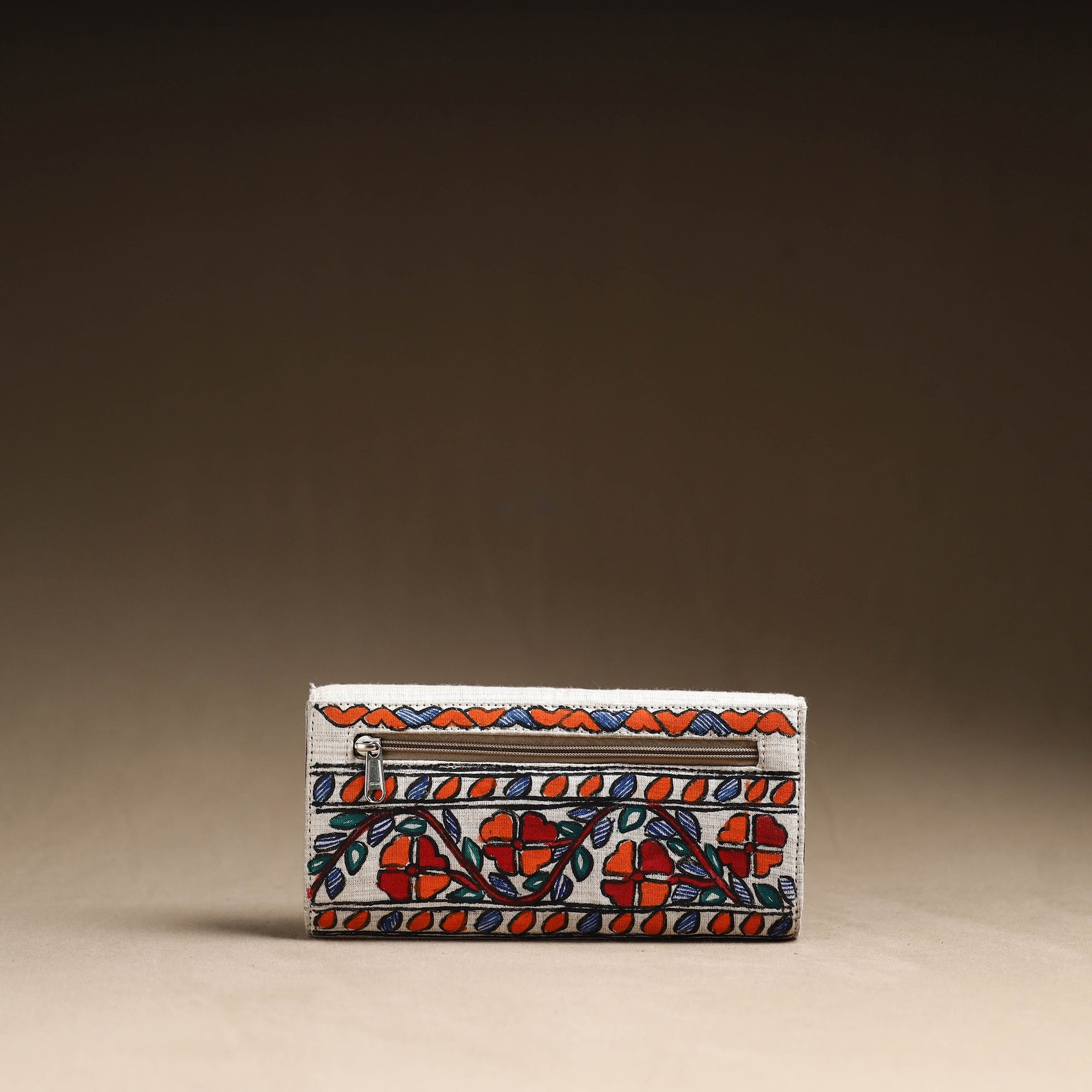 Multicolor Jute Cotton Madhubani Handpainted Clutch Bag