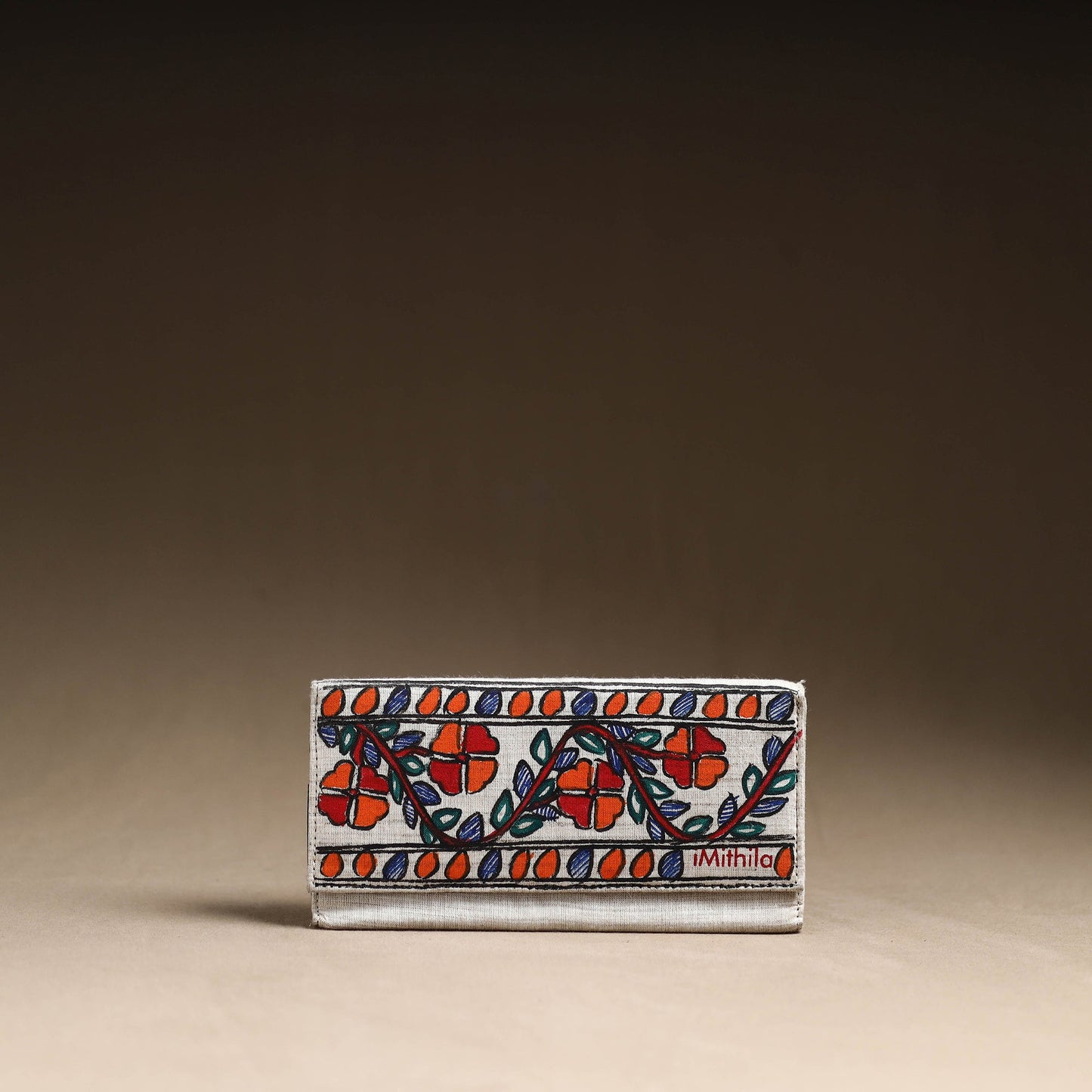 Multicolor Jute Cotton Madhubani Handpainted Clutch Bag