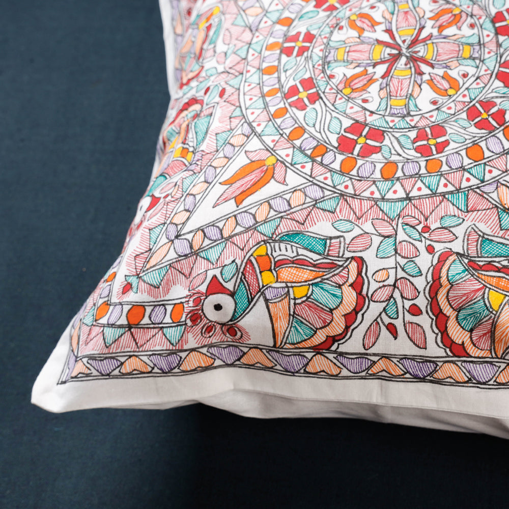 Buy Madhubani Handpainted Cotton Cushion Covers by Ruchi Jha Online at iTokri.com