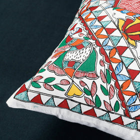  Multicolor Madhubani Handpainted Cotton Cushion Cover