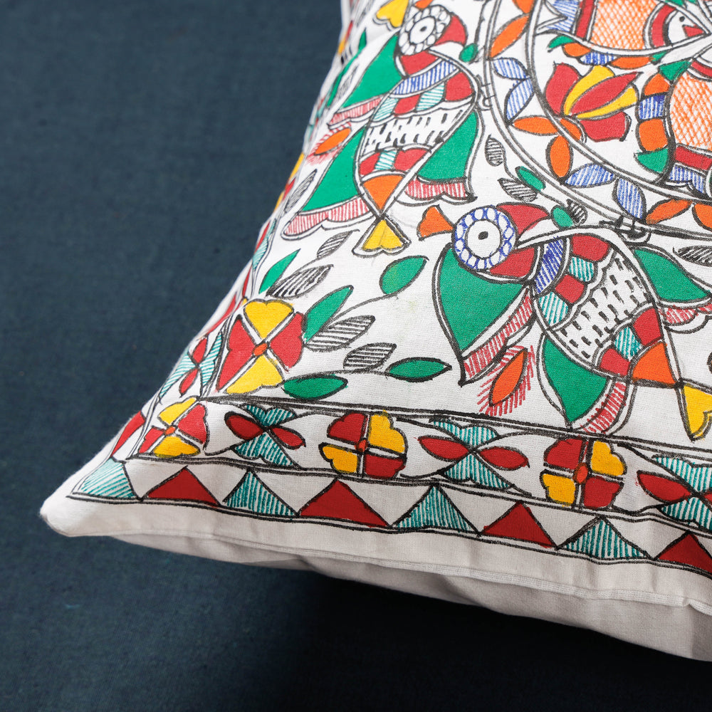Buy Madhubani Handpainted Cotton Cushion Covers by Ruchi Jha Online at iTokri.com