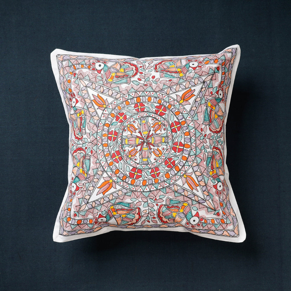 Buy Madhubani Handpainted Cotton Cushion Covers by Ruchi Jha Online at iTokri.com