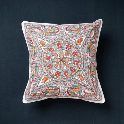 Buy Madhubani Handpainted Cotton Cushion Covers by Ruchi Jha Online at iTokri.com