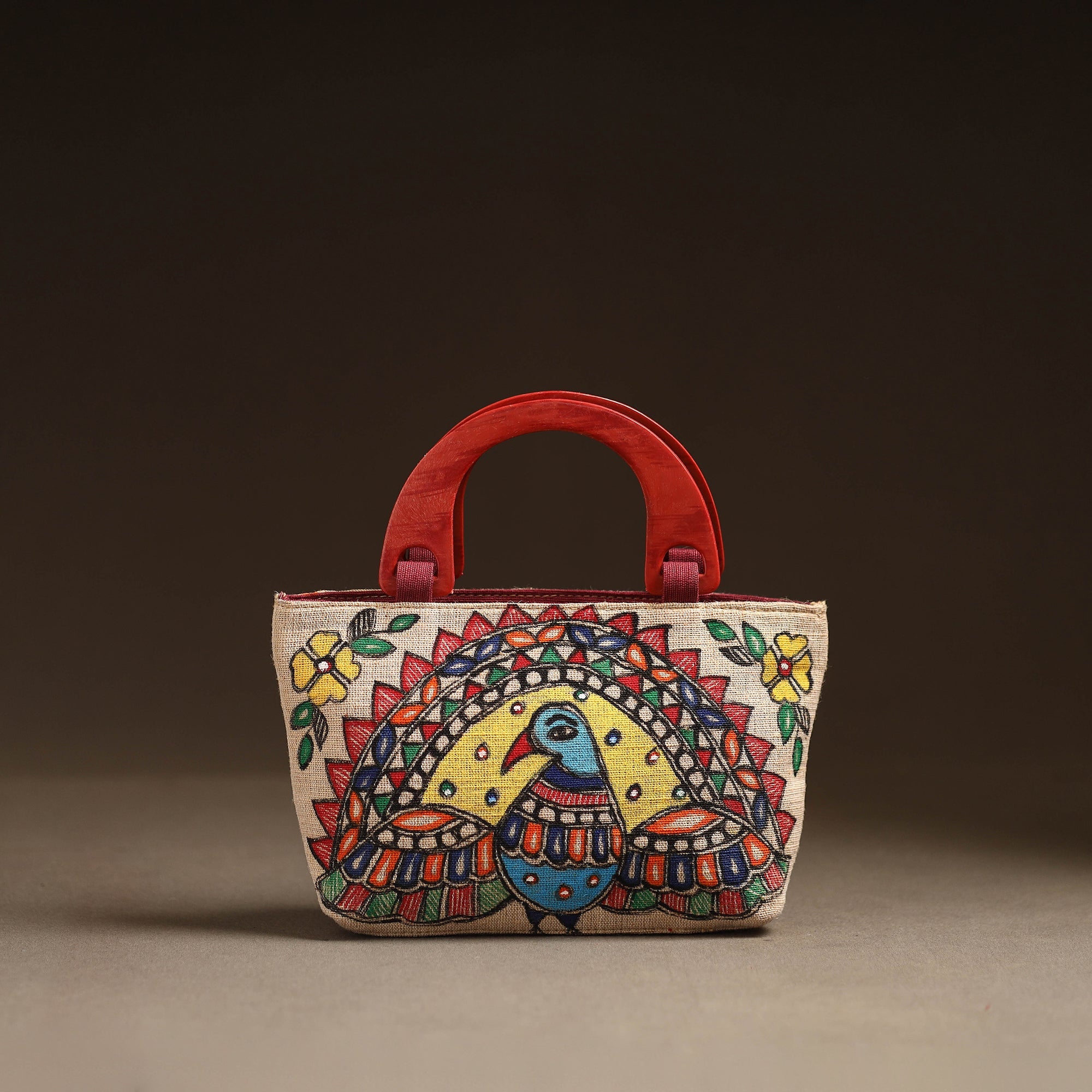 Multicolor - madhubani handpainted handbag 02 - handcrafted