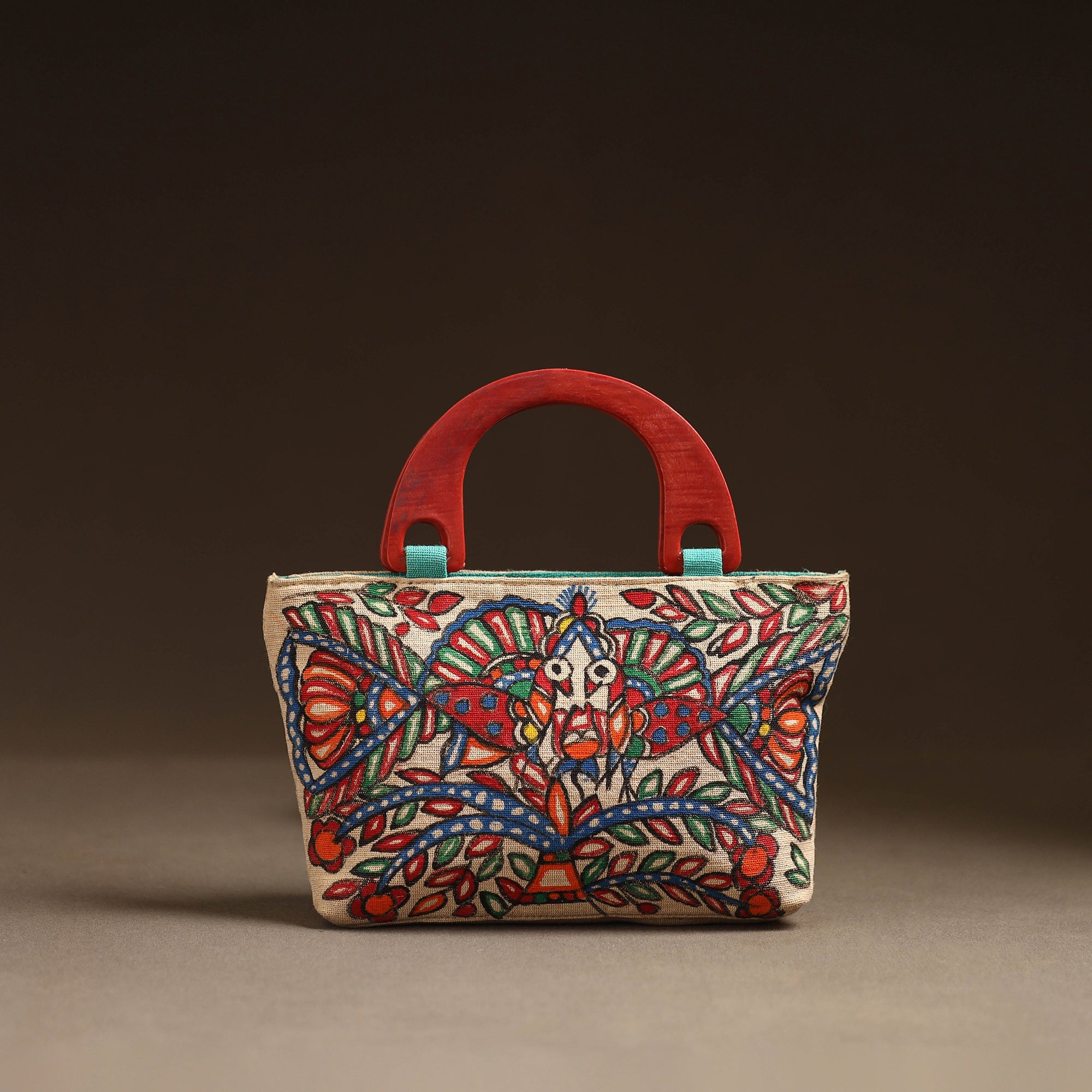 Multicolor - madhubani handpainted handbag 10 - handcrafted