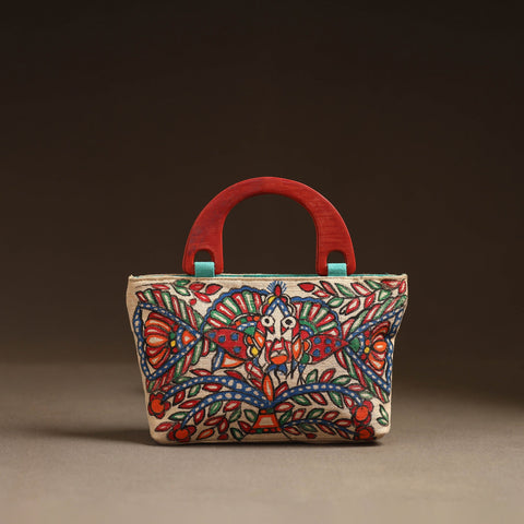 Multicolor - madhubani handpainted handbag 10 - handcrafted