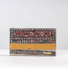 Multicolor Madhubani Handpainted Jute Cotton Clutch