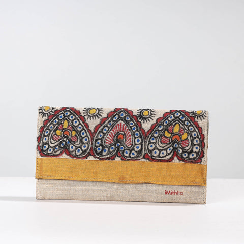 Multicolor Madhubani Handpainted Jute Cotton Clutch Online