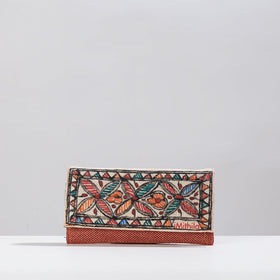 Multicolor Madhubani Handpainted Jute Cotton Clutch
