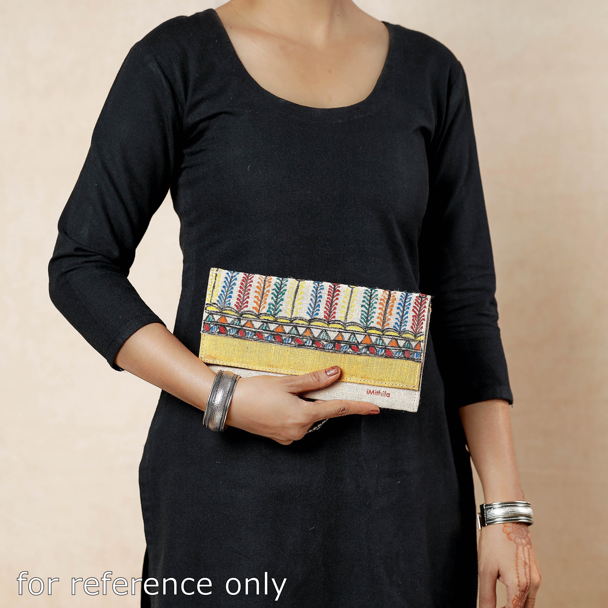 Multicolor Madhubani Handpainted Jute Cotton Clutch Online