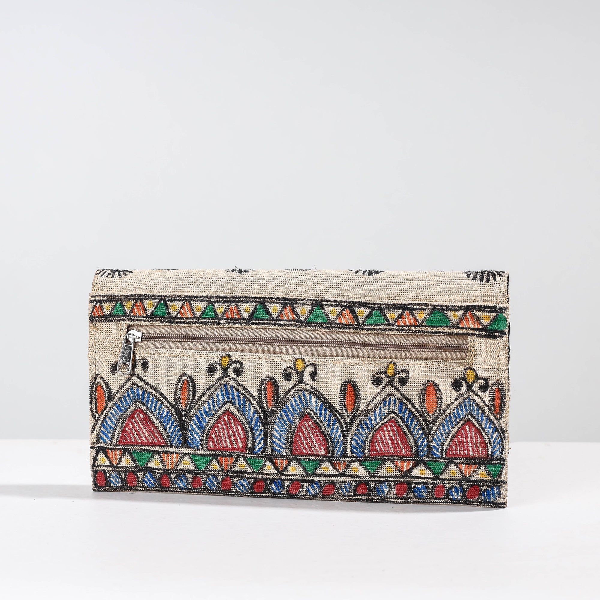 Multicolor Madhubani Handpainted Jute Cotton Clutch Online