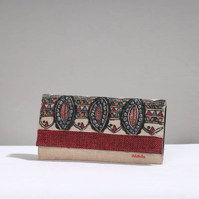 Multicolor Madhubani Handpainted Jute Cotton Clutch