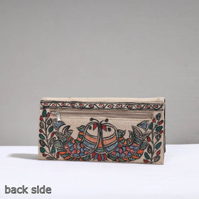Multicolor Madhubani Handpainted Jute Cotton Clutch