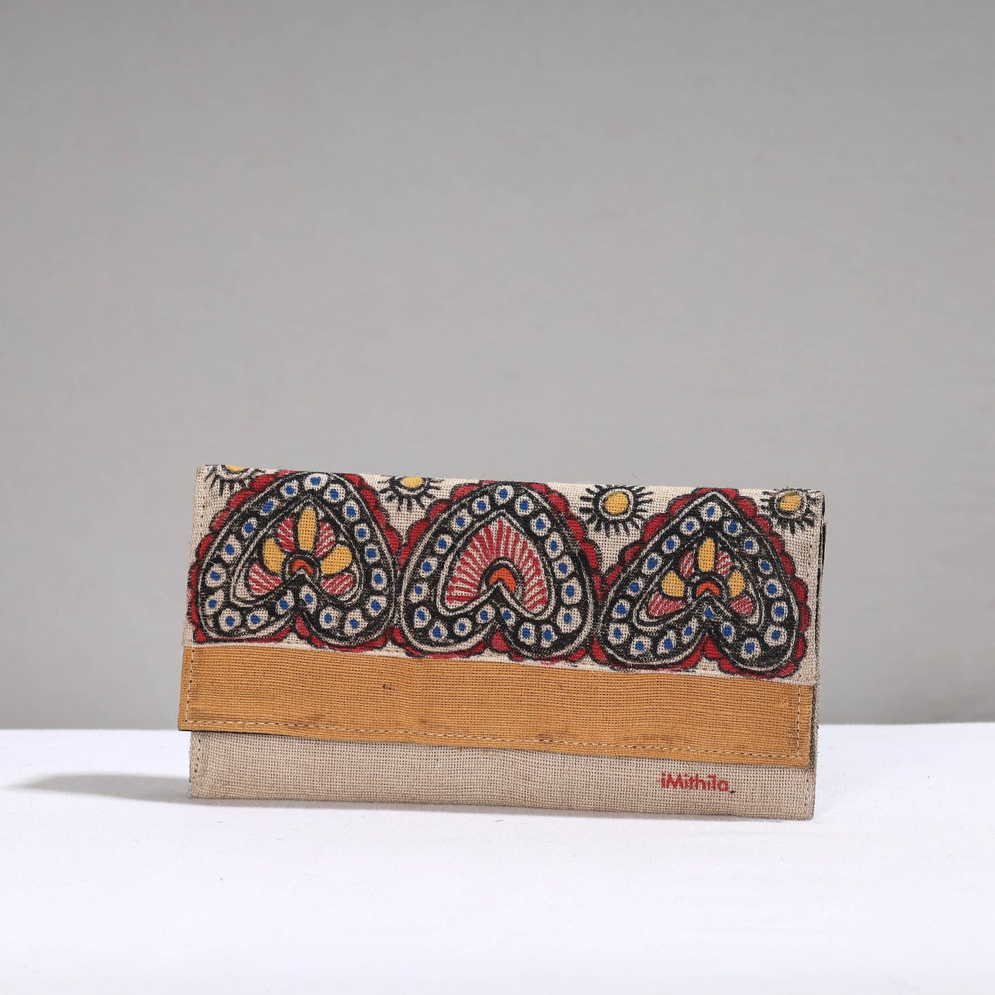 Multicolor Madhubani Handpainted Jute Cotton Clutch