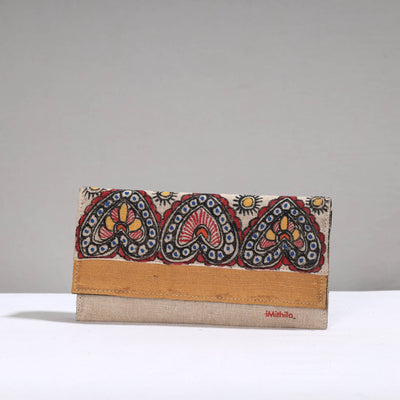 Multicolor Madhubani Handpainted Jute Cotton Clutch