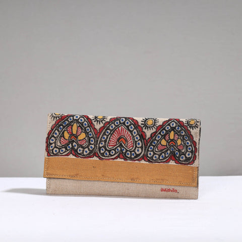 Multicolor Madhubani Handpainted Jute Cotton Clutch