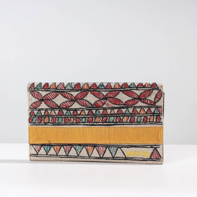 Multicolor Madhubani Handpainted Jute Cotton Clutch