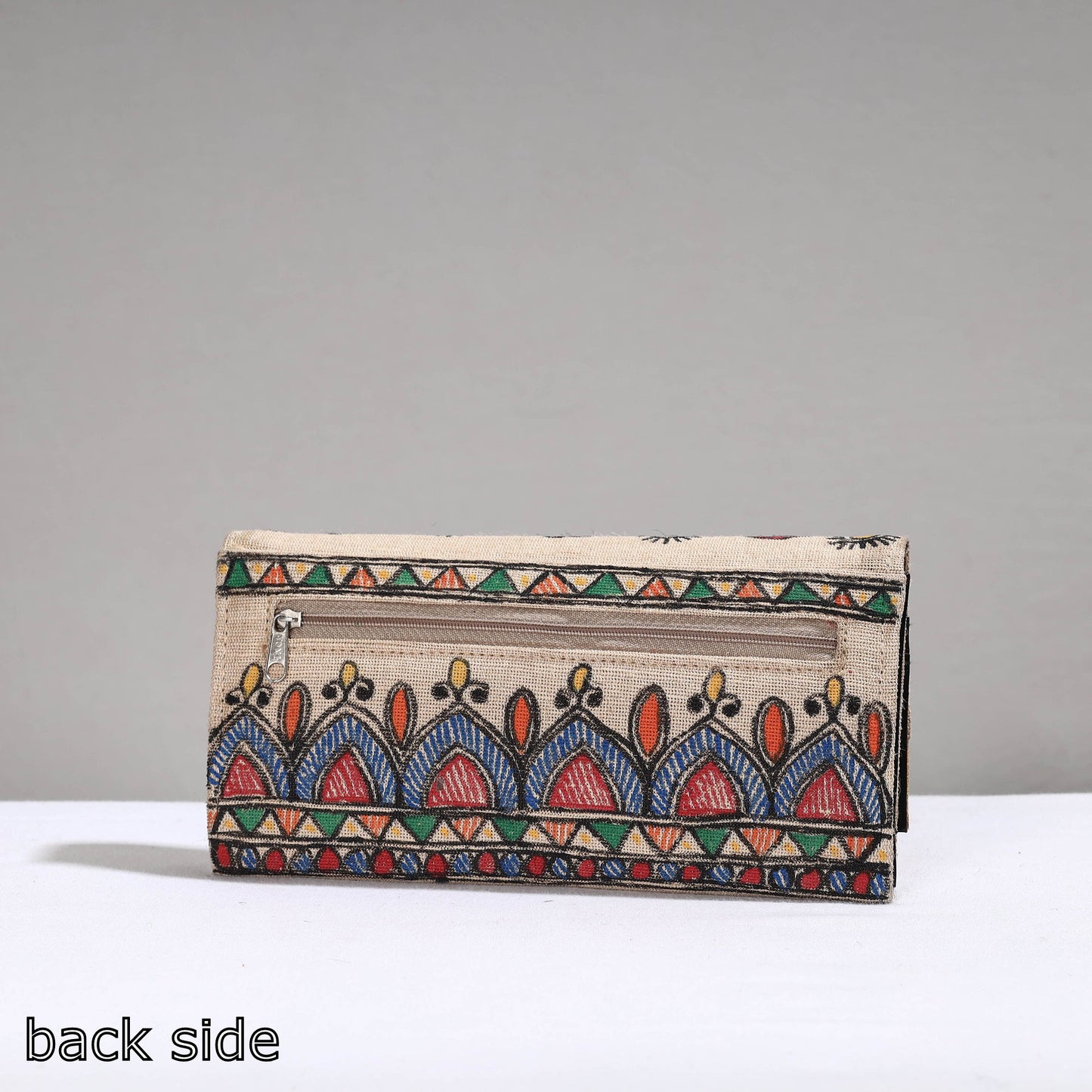 Multicolor Madhubani Handpainted Jute Cotton Clutch