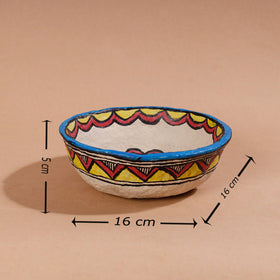 Multicolor - Madhubani Handpainted Paper Mache Home Decor Bowl (6 x 6 in)