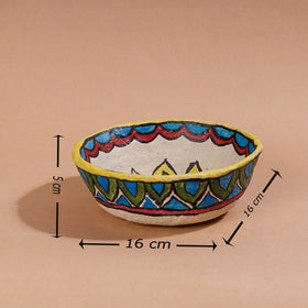 Multicolor - Madhubani Handpainted Paper Mache Home Decor Bowl (6 x 6 in)