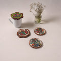 Madhubani handpainted pine wood coaster (set of 4) 02