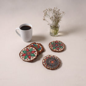 Madhubani handpainted pine wood coaster (set of 4) 12