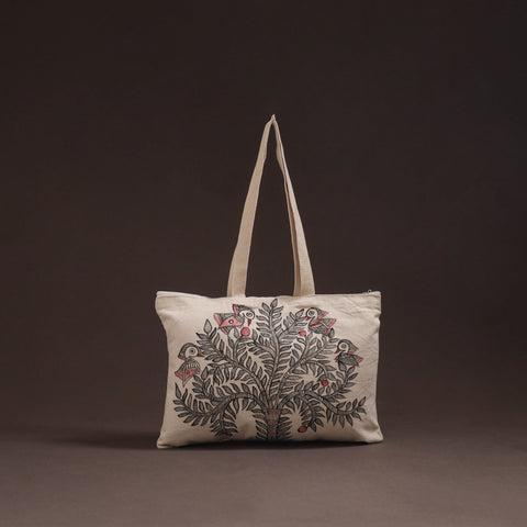 Madhubani handpainted tote bag 03 - handcrafted