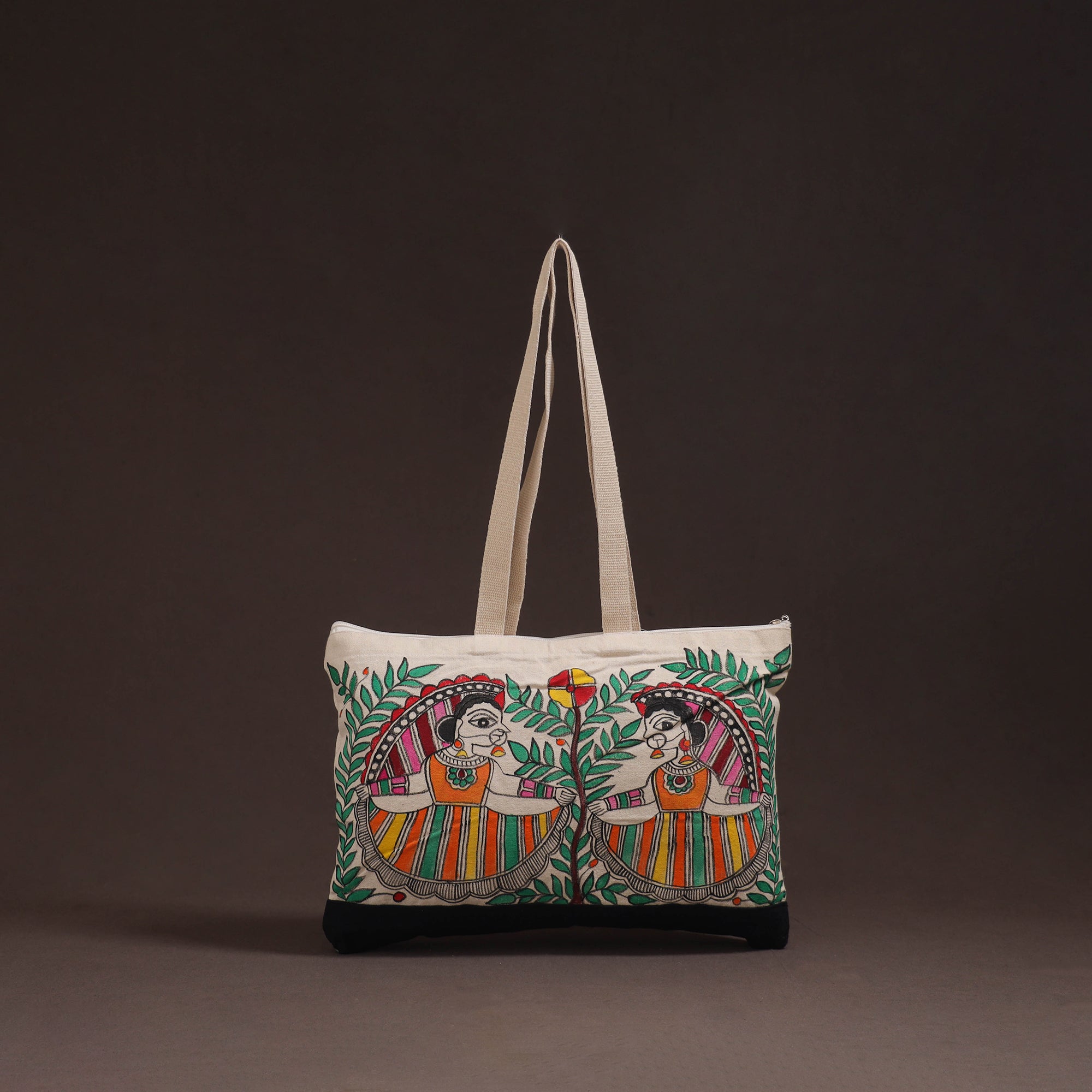 Madhubani handpainted tote bag 05 - handcrafted