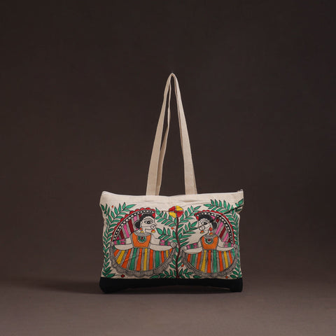 Madhubani handpainted tote bag 05 - handcrafted