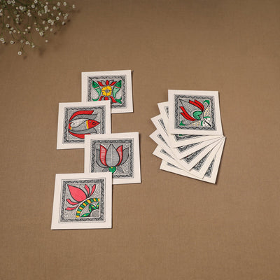 Multicolor - madhubani handpainted wall decor cards (set