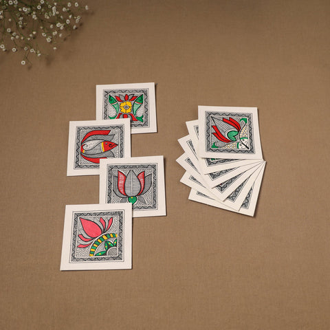 Multicolor - madhubani handpainted wall decor cards (set