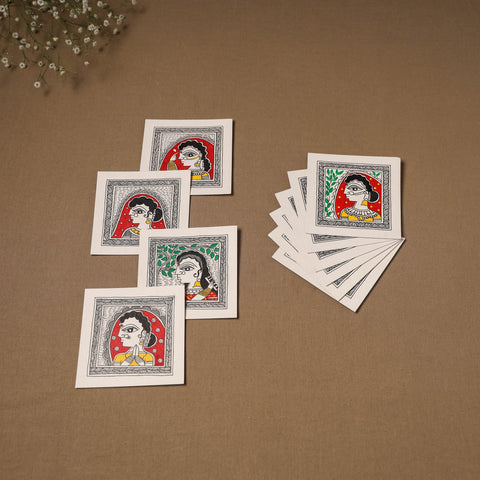 Multicolor - madhubani handpainted wall decor cards (set