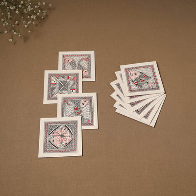 Multicolor - madhubani handpainted wall decor cards (set