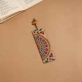 Madhubani handpainted wooden bookmark 01 - handcrafted